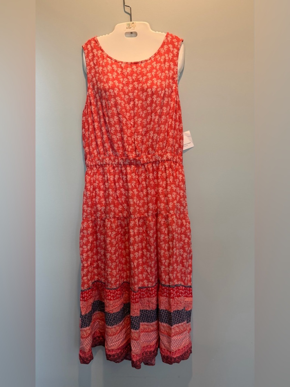 BeachLunchLounge Bill Peonia Sleeveless Boat neck cut out back border print maxi